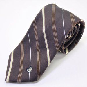 Lanvin Brown Striped 100% Mens Silk Necktie
